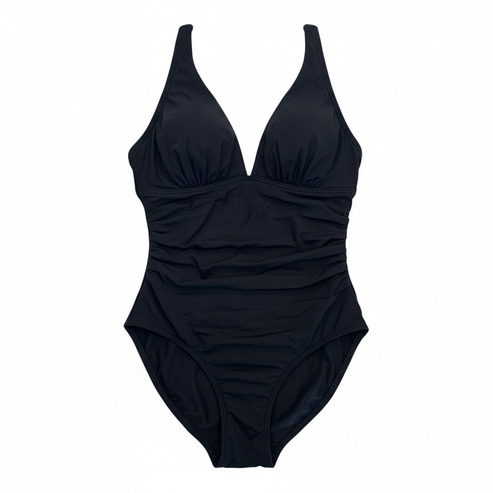 La Blanca Island Goddess Ruched V-Neck One-Piece Swimsuit